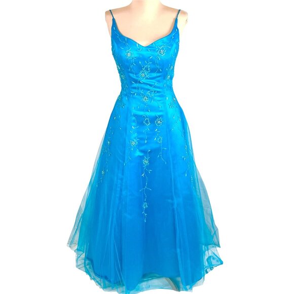 Alyce Designs Blue Sleeveless Ball Gown 4 Beaded Formal Sweet 16 Quinceañera - Picture 2 of 10